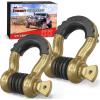Nilight Heavy Duty Mega D-Ring Shackles(2 Pack) w/ 7/8″ Screw Pin & isolators, 68,000 lb Break Strength(17,000 lb WLL), Forged Steel Off-Road Recovery Shackles for Tow Strap & Winch Gear, White(Gold 3/4″ 2 Pack)
