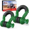 Nilight Heavy Duty Mega D-Ring Shackles(2 Pack) w/ 7/8″ Screw Pin & isolators, 68,000 lb Break Strength(17,000 lb WLL), Forged Steel Off-Road Recovery Shackles for Tow Strap & Winch Gear, White(Dark Green 3/4″ 2 Pack)