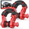 Nilight Heavy Duty Mega D-Ring Shackles(2 Pack) w/ 7/8″ Screw Pin & isolators, 68,000 lb Break Strength(17,000 lb WLL), Forged Steel Off-Road Recovery Shackles for Tow Strap & Winch Gear, White(Red 3/4″ 31 Ton 2 Pack)