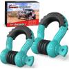 Nilight Heavy Duty Mega D-Ring Shackles(2 Pack) w/ 7/8″ Screw Pin & isolators, 68,000 lb Break Strength(17,000 lb WLL), Forged Steel Off-Road Recovery Shackles for Tow Strap & Winch Gear, White(Turquoise Green 3/4″ 2 Pack)