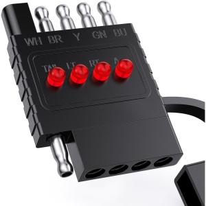 Nilight 5 Way Flat Trailer Wiring Tester Male Female Double End Wire Circuit 5 Pin Light Test with LED Indicator for Turn Signal Brake Reverse Tail Lights Trouble Shooting