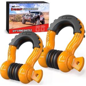Nilight Heavy Duty Mega D-Ring Shackles(2 Pack) w/ 7/8″ Screw Pin & isolators, 68,000 lb Break Strength(17,000 lb WLL), Forged Steel Off-Road Recovery Shackles for Tow Strap & Winch Gear, White(Cyber Orange 3/4″ 2 Pack)