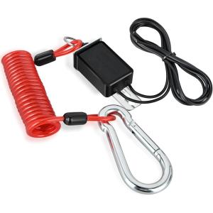 Nilight Trailer Breakaway Switch with 4FT Heavy Duty Stainless Steel Spring Coiled Electric Break Cable Wire with Pull Pin Fit for RV Vehicle Truck Towing Hitch Camper Boat(4FT w/Switch)