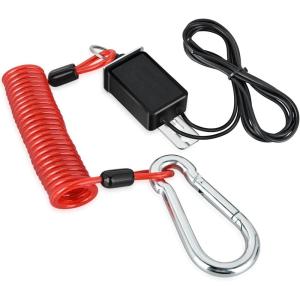 Nilight Trailer Breakaway Switch with 4FT Heavy Duty Stainless Steel Spring Coiled Electric Break Cable Wire with Pull Pin Fit for RV Vehicle Truck Towing Hitch Camper Boat(6FT w/Switch)