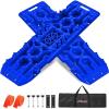Nilight Off-Road Traction Boards with Round and Square Jack Lift Base Pair Recovery Tracks for 4X4 Jeep Truck Emergency Tire Recovery Boards with Bag-Sand Mud and Snow Tracks Orange Tire Traction Mats(Blue)