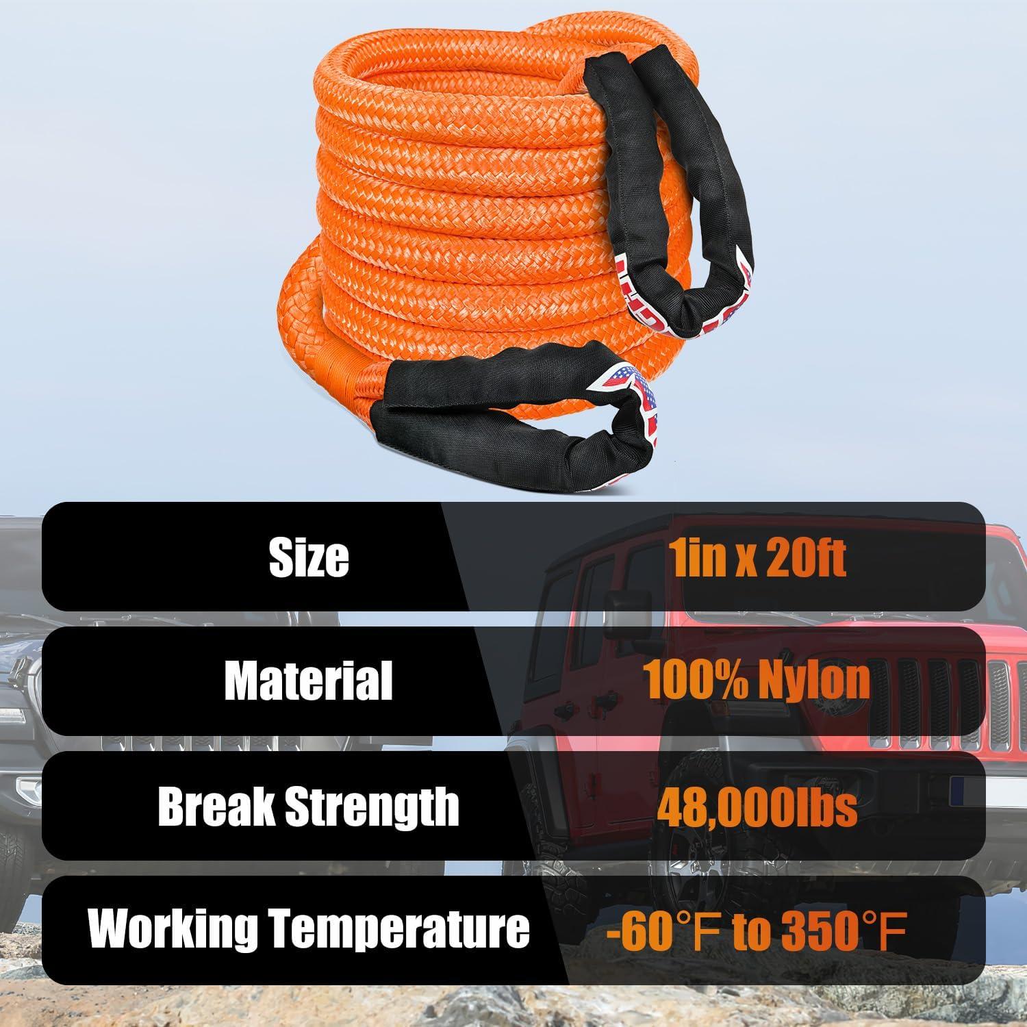 image:imageNilight 2PCS Synthetic Soft Shackle 12 x 24 amp Recovery Ring Kit 56000 LBS Shackle Breaking Strength with 46000 LBS MBS Snatch Pulley for 4x4 Truck SUV ATV UTV OffRoad Vehicle Extraction Gray1in x 20ft Rope