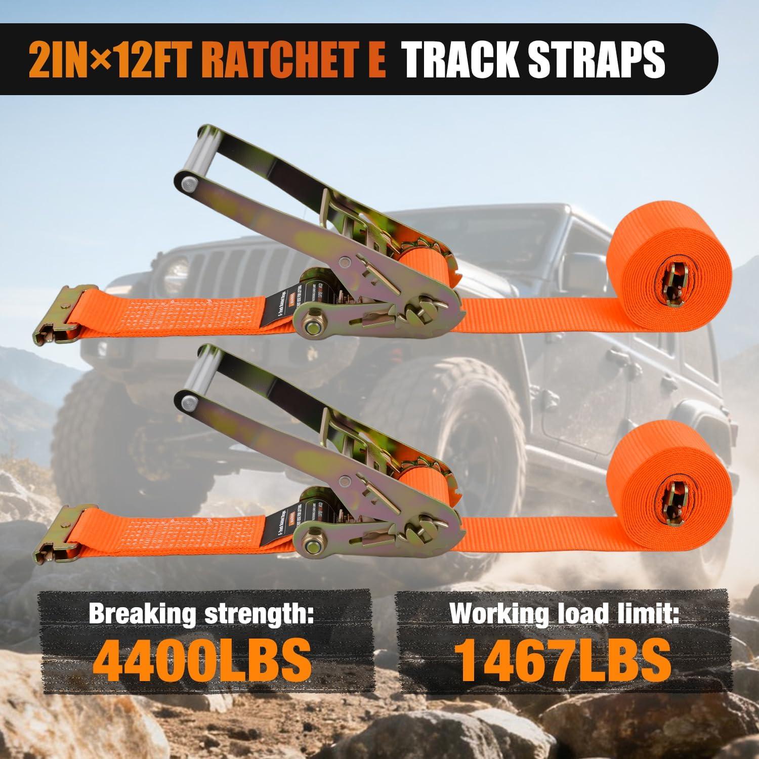 image:imageNilight 2PCS Synthetic Soft Shackle 12 x 24 amp Recovery Ring Kit 56000 LBS Shackle Breaking Strength with 46000 LBS MBS Snatch Pulley for 4x4 Truck SUV ATV UTV OffRoad Vehicle Extraction Gray2 x 12 ETrack Ratchet Straps