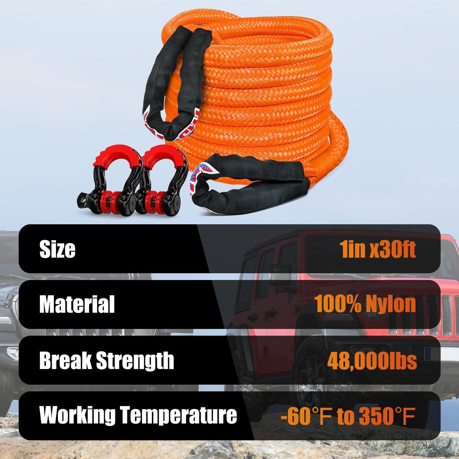 image:imageNilight 2PCS Synthetic Soft Shackle 12 x 24 amp Recovery Ring Kit 56000 LBS Shackle Breaking Strength with 46000 LBS MBS Snatch Pulley for 4x4 Truck SUV ATV UTV OffRoad Vehicle Extraction Gray1in x 30ft Rope2Pcs AntiTheft DRing Shackles