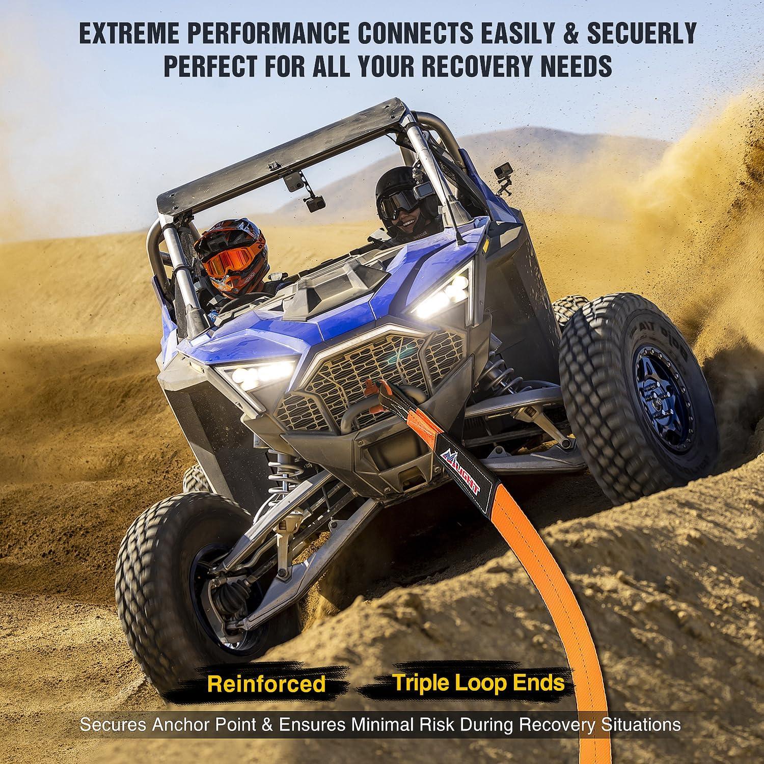 image:imageNilight 2PCS Synthetic Soft Shackle 12 x 24 amp Recovery Ring Kit 56000 LBS Shackle Breaking Strength with 46000 LBS MBS Snatch Pulley for 4x4 Truck SUV ATV UTV OffRoad Vehicle Extraction Gray3in x 8ft Tow Strap