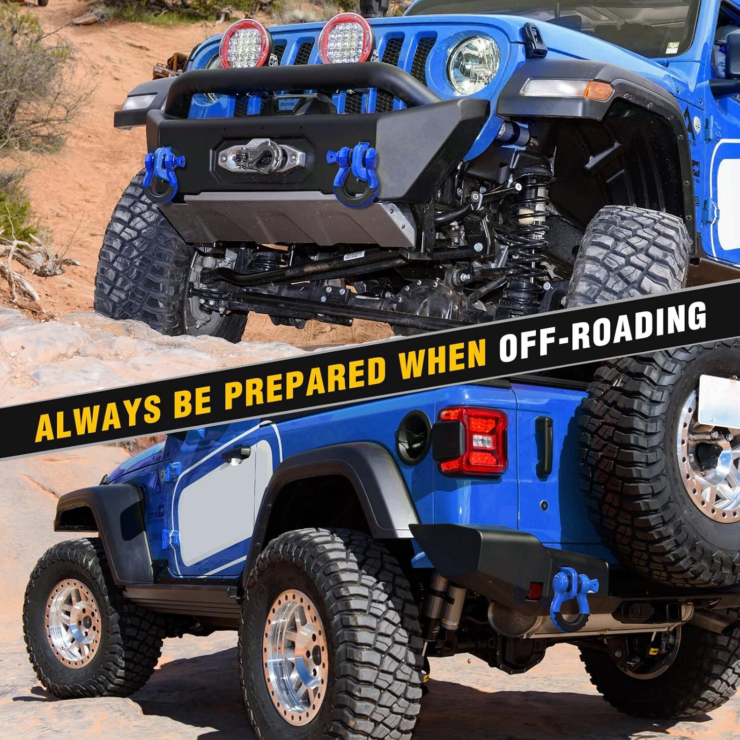image:imageNilight 34 inch D Ring Shackle 2 Pack 19T 41887 lbs Break Strength 475T WLL Heavy Duty Towing Hook with AntiTheft System AntiRattle Isolators for Truck Jeep SUV ATV UTV Recovery BlackBlue 34 2 Pack
