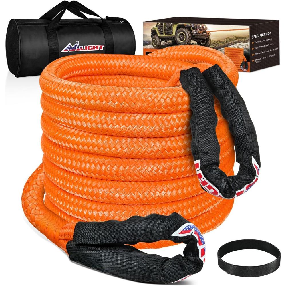 image:imageNilight 2PCS Synthetic Soft Shackle 12 x 24 amp Recovery Ring Kit 56000 LBS Shackle Breaking Strength with 46000 LBS MBS Snatch Pulley for 4x4 Truck SUV ATV UTV OffRoad Vehicle Extraction Gray118in x 30ft Rope