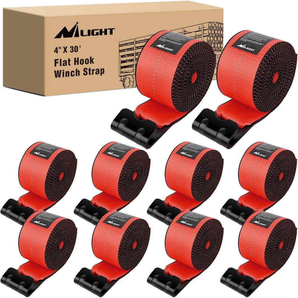 image:imageNilight 2PCS Synthetic Soft Shackle 12 x 24 amp Recovery Ring Kit 56000 LBS Shackle Breaking Strength with 46000 LBS MBS Snatch Pulley for 4x4 Truck SUV ATV UTV OffRoad Vehicle Extraction Gray4in x 30ft Truck Straps 10PCS Red