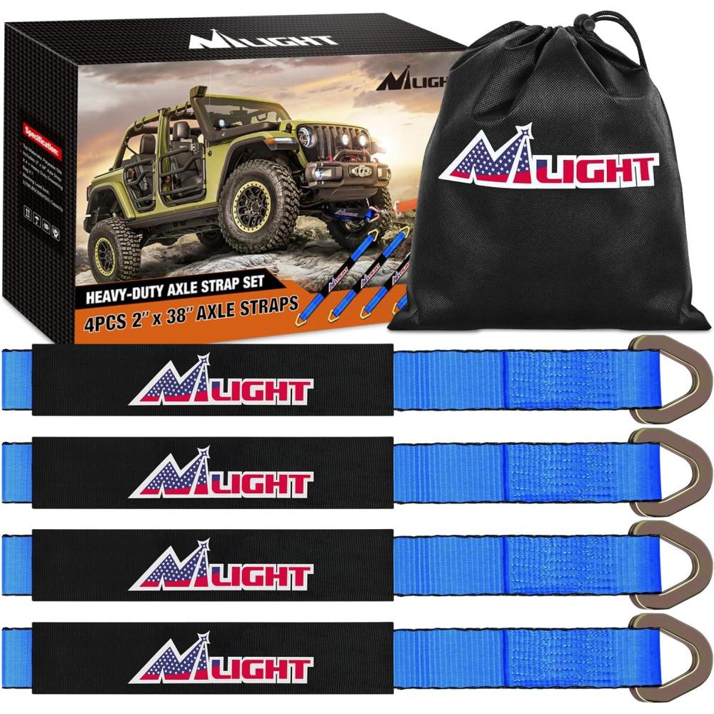 image:imageNilight 2PCS Synthetic Soft Shackle 12 x 24 amp Recovery Ring Kit 56000 LBS Shackle Breaking Strength with 46000 LBS MBS Snatch Pulley for 4x4 Truck SUV ATV UTV OffRoad Vehicle Extraction Gray2inx 38in Axle Tie Down Straps 4Pcs Blue