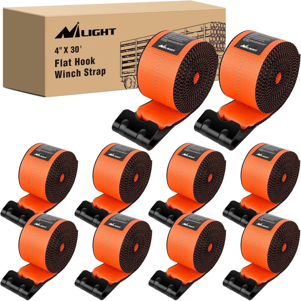 image:imageNilight 2PCS Synthetic Soft Shackle 12 x 24 amp Recovery Ring Kit 56000 LBS Shackle Breaking Strength with 46000 LBS MBS Snatch Pulley for 4x4 Truck SUV ATV UTV OffRoad Vehicle Extraction Gray4in x 30ft Truck Straps 10PCS Orange