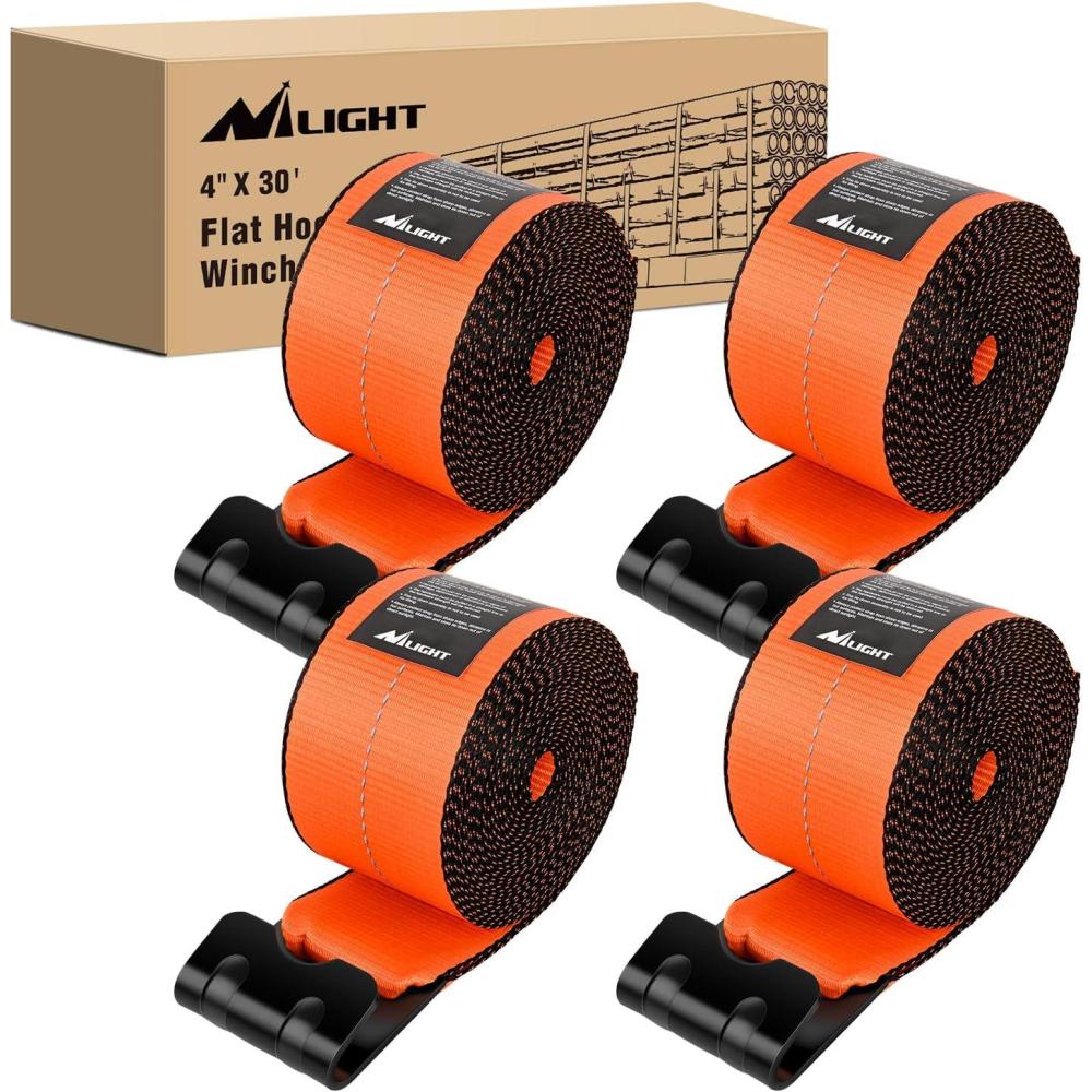image:imageNilight 2PCS Synthetic Soft Shackle 12 x 24 amp Recovery Ring Kit 56000 LBS Shackle Breaking Strength with 46000 LBS MBS Snatch Pulley for 4x4 Truck SUV ATV UTV OffRoad Vehicle Extraction Gray4in x 30ft Truck Straps 4PCS Orange