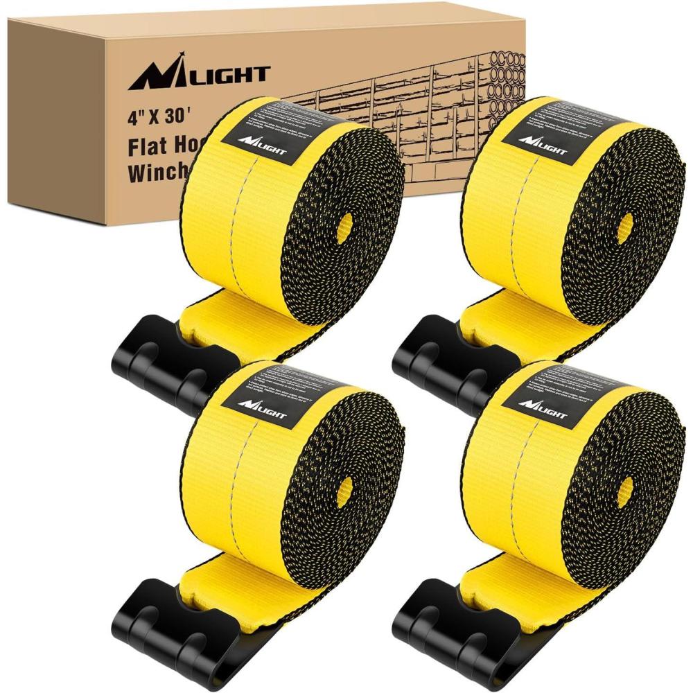 image:imageNilight 2PCS Synthetic Soft Shackle 12 x 24 amp Recovery Ring Kit 56000 LBS Shackle Breaking Strength with 46000 LBS MBS Snatch Pulley for 4x4 Truck SUV ATV UTV OffRoad Vehicle Extraction Gray4in x 30ft Truck Straps 4PCS Yellow