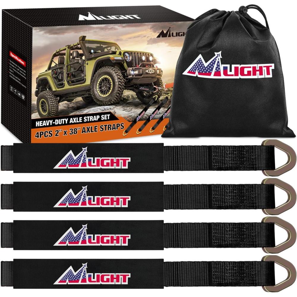 image:imageNilight 2PCS Synthetic Soft Shackle 12 x 24 amp Recovery Ring Kit 56000 LBS Shackle Breaking Strength with 46000 LBS MBS Snatch Pulley for 4x4 Truck SUV ATV UTV OffRoad Vehicle Extraction Gray2inx 38in Axle Tie Down Straps 4Pcs Black