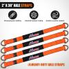Nilight 2PCS Synthetic Soft Shackle 1/2″ x 24″ & Recovery Ring Kit – 56,000 LBS Shackle Breaking Strength with 46,000 LBS MBS Snatch Pulley for 4×4 Truck SUV ATV UTV Off-Road Vehicle Extraction (Gray)(2inx 38in Axle Tie Down Straps 4Pcs Orange)