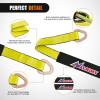 Nilight 2PCS Synthetic Soft Shackle 1/2″ x 24″ & Recovery Ring Kit – 56,000 LBS Shackle Breaking Strength with 46,000 LBS MBS Snatch Pulley for 4×4 Truck SUV ATV UTV Off-Road Vehicle Extraction (Gray)(2inx 38in Axle Tie Down Straps 4Pcs Yellow)