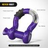 Nilight 3/4 inch D Ring Shackle 2 Pack 19T (41,887 lbs) Break Strength 4.75T WLL Heavy Duty Towing Hook with Anti-Theft System Anti-Rattle Isolators for Truck Jeep SUV ATV UTV Recovery Black(Purple 3/4″ 2 Pack)