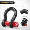 Nilight 3/4 inch D Ring Shackle 2 Pack 19T (41,887 lbs) Break Strength 4.75T WLL Heavy Duty Towing Hook with Anti-Theft System Anti-Rattle Isolators for Truck Jeep SUV ATV UTV Recovery Black(Black Red 1/2″ 2 Pack)