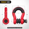 Nilight 3/4 inch D Ring Shackle 2 Pack 19T (41,887 lbs) Break Strength 4.75T WLL Heavy Duty Towing Hook with Anti-Theft System Anti-Rattle Isolators for Truck Jeep SUV ATV UTV Recovery Black(Red 3/4″ w/Anti-Theft Shackle)