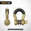 Nilight 3/4 inch D Ring Shackle 2 Pack 19T (41,887 lbs) Break Strength 4.75T WLL Heavy Duty Towing Hook with Anti-Theft System Anti-Rattle Isolators for Truck Jeep SUV ATV UTV Recovery Black(Gold 3/4″ 2 Pack)