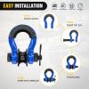 Nilight 3/4 inch D Ring Shackle 2 Pack 19T (41,887 lbs) Break Strength 4.75T WLL Heavy Duty Towing Hook with Anti-Theft System Anti-Rattle Isolators for Truck Jeep SUV ATV UTV Recovery Black(Blue 3/4″ w/Towing Pulley 2 Pack)
