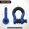 Nilight 3/4 inch D Ring Shackle 2 Pack 19T (41,887 lbs) Break Strength 4.75T WLL Heavy Duty Towing Hook with Anti-Theft System Anti-Rattle Isolators for Truck Jeep SUV ATV UTV Recovery Black(Blue 3/4″ w/Anti-Theft Shackle)