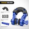 Nilight 3/4 inch D Ring Shackle 2 Pack 19T (41,887 lbs) Break Strength 4.75T WLL Heavy Duty Towing Hook with Anti-Theft System Anti-Rattle Isolators for Truck Jeep SUV ATV UTV Recovery Black(Blue 3/4″ 31 Ton 2 Pack)