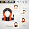 Nilight 3/4 inch D Ring Shackle 2 Pack 19T (41,887 lbs) Break Strength 4.75T WLL Heavy Duty Towing Hook with Anti-Theft System Anti-Rattle Isolators for Truck Jeep SUV ATV UTV Recovery Black(Orange 3/4″ w/Towing Pulley 2 Pack)