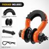 Nilight 3/4 inch D Ring Shackle 2 Pack 19T (41,887 lbs) Break Strength 4.75T WLL Heavy Duty Towing Hook with Anti-Theft System Anti-Rattle Isolators for Truck Jeep SUV ATV UTV Recovery Black(Orange 3/4″ w/Towing Pulley 2 Pack)