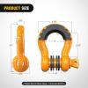 Nilight 3/4 inch D Ring Shackle 2 Pack 19T (41,887 lbs) Break Strength 4.75T WLL Heavy Duty Towing Hook with Anti-Theft System Anti-Rattle Isolators for Truck Jeep SUV ATV UTV Recovery Black(Cyber Orange 3/4″ 2 Pack)