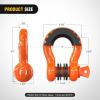 Nilight 3/4 inch D Ring Shackle 2 Pack 19T (41,887 lbs) Break Strength 4.75T WLL Heavy Duty Towing Hook with Anti-Theft System Anti-Rattle Isolators for Truck Jeep SUV ATV UTV Recovery Black(Orange 3/4″ 2 Pack)