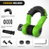 Nilight 3/4 inch D Ring Shackle 2 Pack 19T (41,887 lbs) Break Strength 4.75T WLL Heavy Duty Towing Hook with Anti-Theft System Anti-Rattle Isolators for Truck Jeep SUV ATV UTV Recovery Black(Green 3/4″ w/Anti-Theft Shackle)