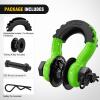 Nilight 3/4 inch D Ring Shackle 2 Pack 19T (41,887 lbs) Break Strength 4.75T WLL Heavy Duty Towing Hook with Anti-Theft System Anti-Rattle Isolators for Truck Jeep SUV ATV UTV Recovery Black(Green 3/4″ w/Towing Pulley 2 Pack)