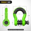 Nilight 3/4 inch D Ring Shackle 2 Pack 19T (41,887 lbs) Break Strength 4.75T WLL Heavy Duty Towing Hook with Anti-Theft System Anti-Rattle Isolators for Truck Jeep SUV ATV UTV Recovery Black(Green 3/4″ w/Anti-Theft Shackle)
