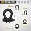 Nilight 3/4 inch D Ring Shackle 2 Pack 19T (41,887 lbs) Break Strength 4.75T WLL Heavy Duty Towing Hook with Anti-Theft System Anti-Rattle Isolators for Truck Jeep SUV ATV UTV Recovery Black(Black 3/4″ w/Towing Pulley 2 Pack)