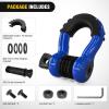 Nilight 3/4 inch D Ring Shackle 2 Pack 19T (41,887 lbs) Break Strength 4.75T WLL Heavy Duty Towing Hook with Anti-Theft System Anti-Rattle Isolators for Truck Jeep SUV ATV UTV Recovery Black(Blue 3/4″ w/Anti-Theft Shackle)
