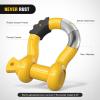 Nilight 3/4 inch D Ring Shackle 2 Pack 19T (41,887 lbs) Break Strength 4.75T WLL Heavy Duty Towing Hook with Anti-Theft System Anti-Rattle Isolators for Truck Jeep SUV ATV UTV Recovery Black(Yellow 3/4″ 2 Pack)