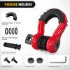 Nilight 3/4 inch D Ring Shackle 2 Pack 19T (41,887 lbs) Break Strength 4.75T WLL Heavy Duty Towing Hook with Anti-Theft System Anti-Rattle Isolators for Truck Jeep SUV ATV UTV Recovery Black(Red 3/4″ w/Anti-Theft Shackle)
