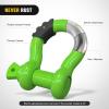 Nilight 3/4 inch D Ring Shackle 2 Pack 19T (41,887 lbs) Break Strength 4.75T WLL Heavy Duty Towing Hook with Anti-Theft System Anti-Rattle Isolators for Truck Jeep SUV ATV UTV Recovery Black(Green 3/4″ 2 Pack)
