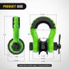 Nilight 3/4 inch D Ring Shackle 2 Pack 19T (41,887 lbs) Break Strength 4.75T WLL Heavy Duty Towing Hook with Anti-Theft System Anti-Rattle Isolators for Truck Jeep SUV ATV UTV Recovery Black(Green 3/4″ w/Towing Pulley 2 Pack)