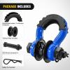 Nilight 3/4 inch D Ring Shackle 2 Pack 19T (41,887 lbs) Break Strength 4.75T WLL Heavy Duty Towing Hook with Anti-Theft System Anti-Rattle Isolators for Truck Jeep SUV ATV UTV Recovery Black(Blue 3/4″ w/Towing Pulley 2 Pack)