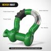 Nilight 3/4 inch D Ring Shackle 2 Pack 19T (41,887 lbs) Break Strength 4.75T WLL Heavy Duty Towing Hook with Anti-Theft System Anti-Rattle Isolators for Truck Jeep SUV ATV UTV Recovery Black(Dark Green 3/4″ 2 Pack)