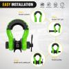 Nilight 3/4 inch D Ring Shackle 2 Pack 19T (41,887 lbs) Break Strength 4.75T WLL Heavy Duty Towing Hook with Anti-Theft System Anti-Rattle Isolators for Truck Jeep SUV ATV UTV Recovery Black(Green 3/4″ w/Towing Pulley 2 Pack)