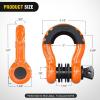 Nilight 3/4 inch D Ring Shackle 2 Pack 19T (41,887 lbs) Break Strength 4.75T WLL Heavy Duty Towing Hook with Anti-Theft System Anti-Rattle Isolators for Truck Jeep SUV ATV UTV Recovery Black(Orange 3/4″ w/Anti-Theft Shackle)