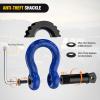 Nilight 3/4 inch D Ring Shackle 2 Pack 19T (41,887 lbs) Break Strength 4.75T WLL Heavy Duty Towing Hook with Anti-Theft System Anti-Rattle Isolators for Truck Jeep SUV ATV UTV Recovery Black(Blue 3/4″ w/Anti-Theft Shackle)