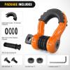 Nilight 3/4 inch D Ring Shackle 2 Pack 19T (41,887 lbs) Break Strength 4.75T WLL Heavy Duty Towing Hook with Anti-Theft System Anti-Rattle Isolators for Truck Jeep SUV ATV UTV Recovery Black(Orange 3/4″ w/Anti-Theft Shackle)