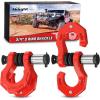 Nilight 2 Pack 3/4″ D-Ring Separate Shackle with 7/8″ Lock Pin 45,000 lbs Break Strength, Off Road Recovery Shackle with Isolators Washers for Use with Tow Strap, Winch, Truck Vehicle (Red)